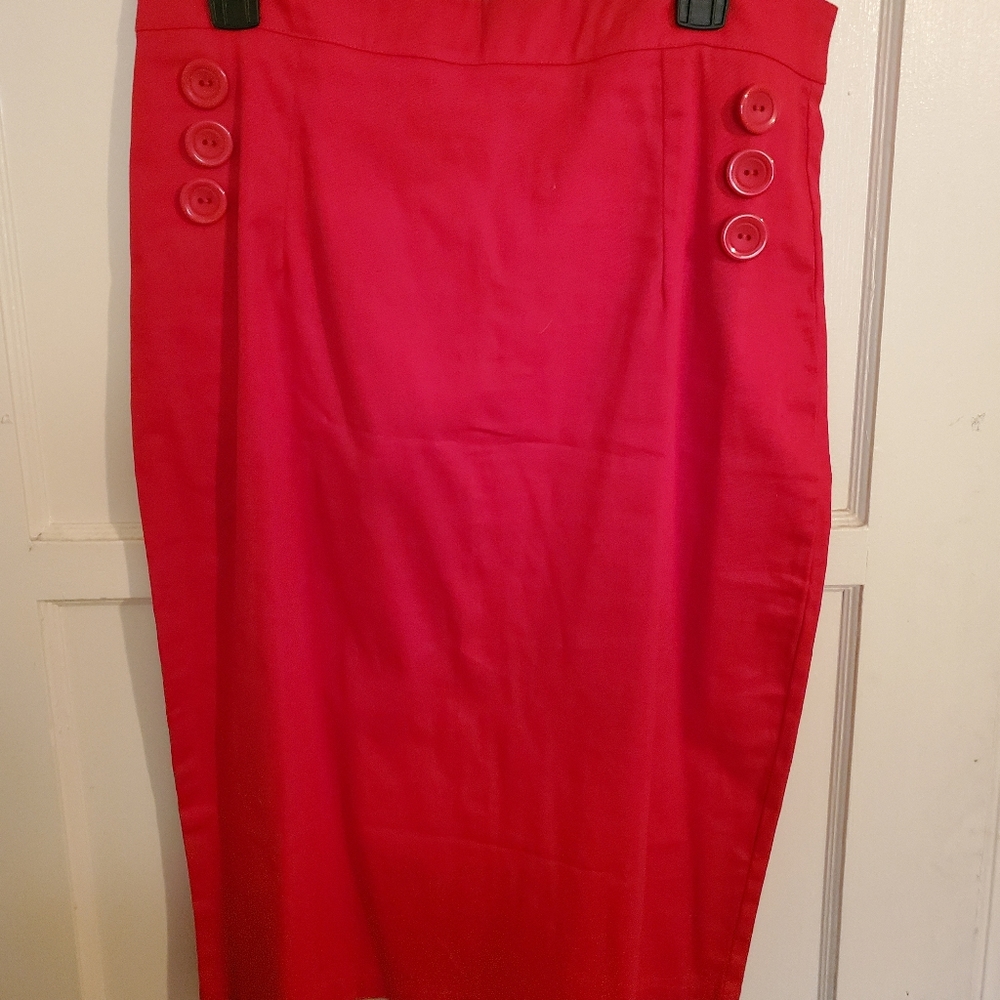Collectif Red Pencil Skirt